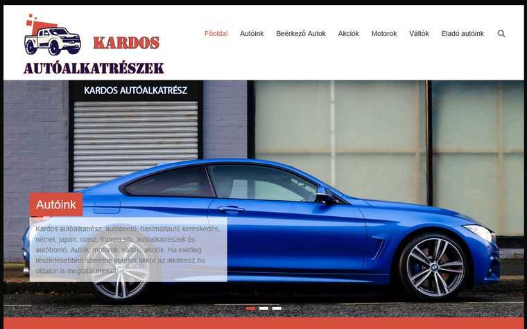 Kardos Autóalkatrész weboldal képernyőkép
